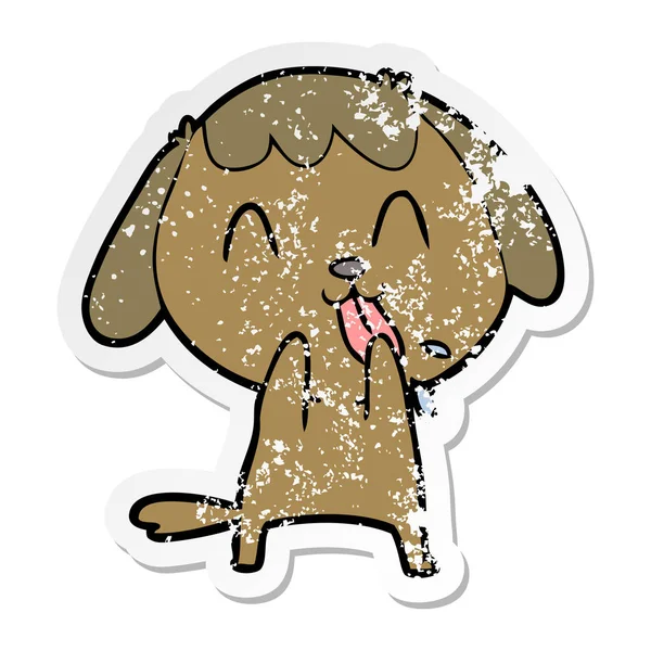 Distressed sticker of a cute cartoon dog — Stock Vector