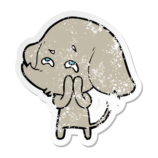 Etiqueta angustiada de um elefante de desenho animado lembrando — Vetor de Stock