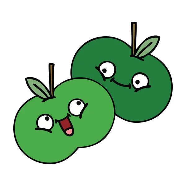 Mignonnes pommes de dessin animé — Image vectorielle