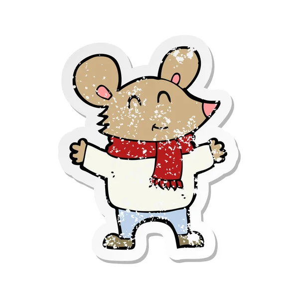 Наклейка на мультяшную мышь — стоковый вектор