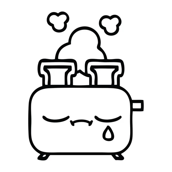 Line Drawing Cartoon Toaster — стоковый вектор