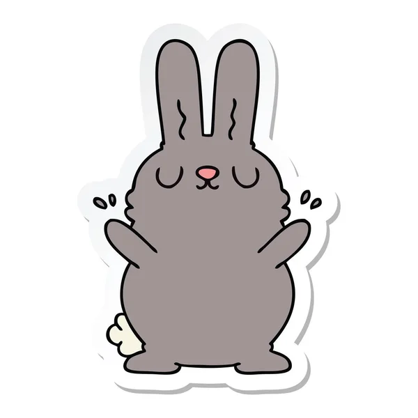 Sticker van een eigenzinnige hand getrokken cartoon konijn — Stockvector