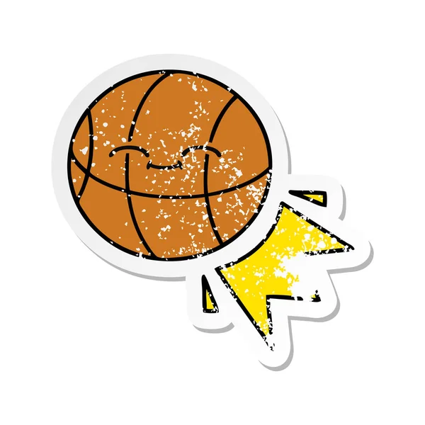 Aufkleber eines niedlichen Cartoon-Basketballs — Stockvektor