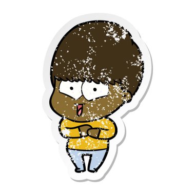 sıkıntılı etiket bir karikatür mutlu çocuk