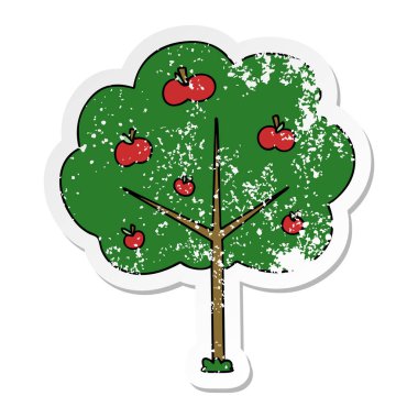 ilginç bir el sıkıntılı etiket karikatür ağaç çizilmiş