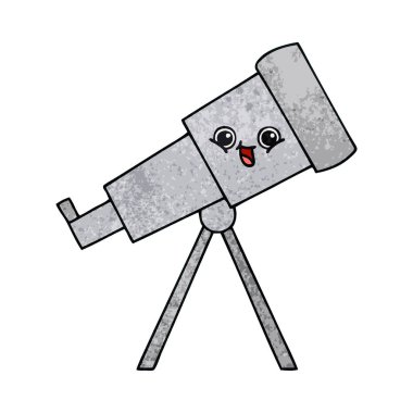 Retro grunge doku karikatür bir Teleskobu