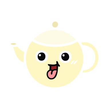 düz renk retro karikatür bir çay tencere