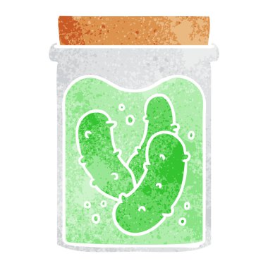 elle çizilmiş retro karikatür doodle kavanoz salatalık turşusu