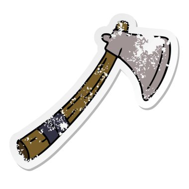 sıkıntılı etiket karikatür doodle Bahçe bir balta