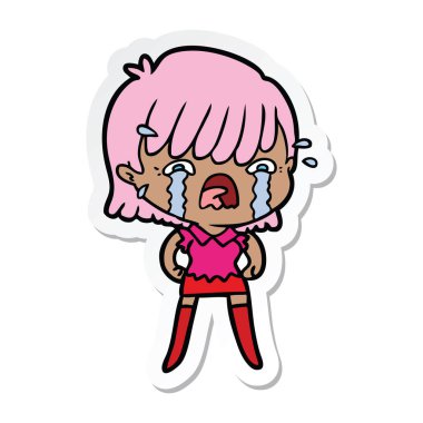 etiket bir çizgi film kız ağlıyor