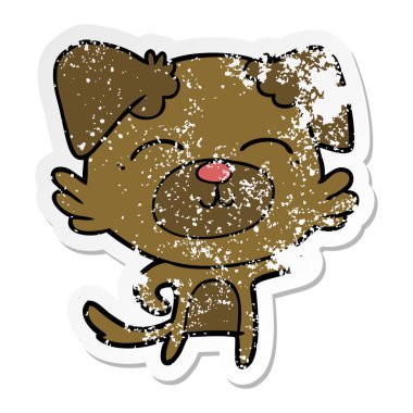 sıkıntılı etiket işaret eden bir karikatür köpek