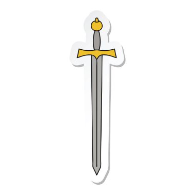 ilginç bir el etiket çizilmiş karikatür kılıç