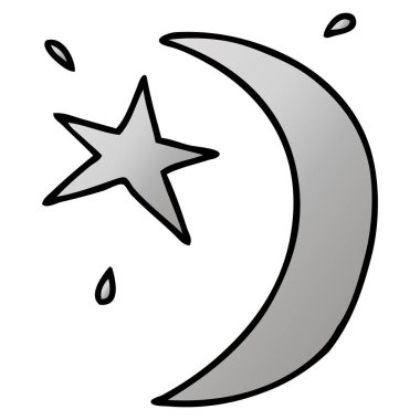 Degrade çizgi film doodle ay ve yıldız