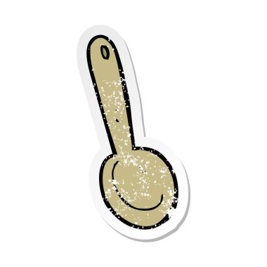 bir çizgi film kaşık Retro sıkıntılı etiket