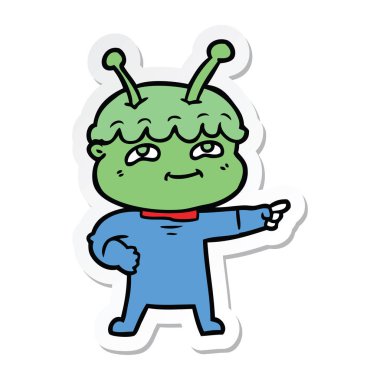 bir dostu karikatür spaceman etiket