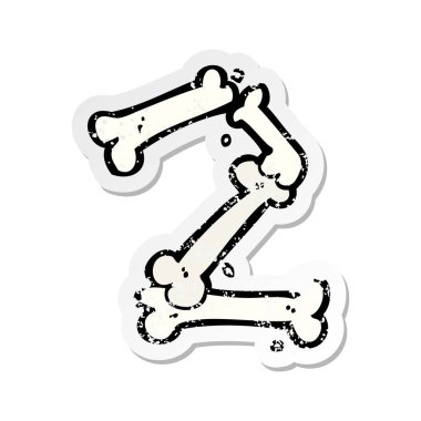 bir karikatür Retro sıkıntılı etiket Cadılar Bayramı kemik numarası