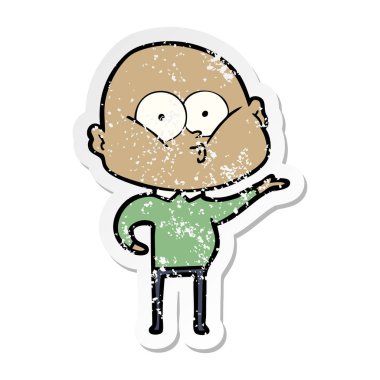 bakan bir karikatür kel adamın sıkıntılı etiket