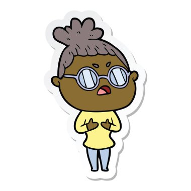 etiket bir karikatür rahatsız kadının