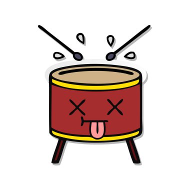 sevimli çizgi davul sıkıntılı etiket