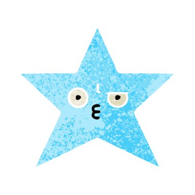 Retro illüstrasyon tarzı çizgi film yıldız balık