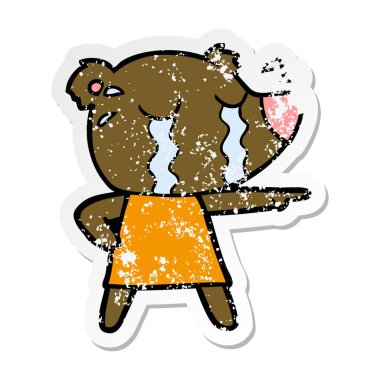 ayı elbise işaret içinde ağlıyor bir karikatür sıkıntılı etiket