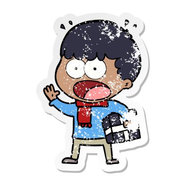 bir karikatür dostum hediye ile şok sıkıntılı etiket