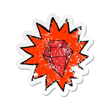 Retro sıkıntılı etiket bir karikatür büyük yakut