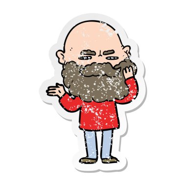 Sakal çatık ile bir çizgi film adamın sıkıntılı etiket