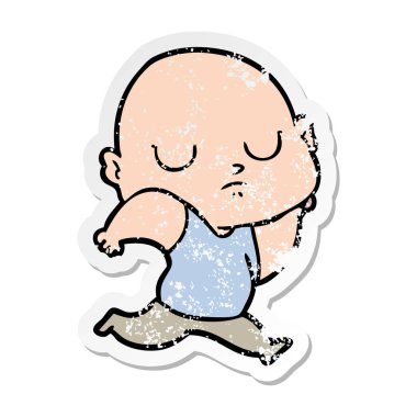 bir karikatür kel adamın sıkıntılı etiket