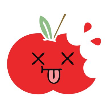 düz renk retro karikatür kırmızı elma