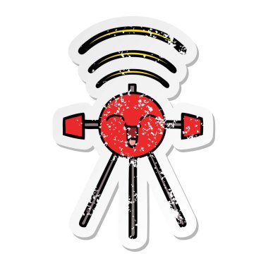 sevimli çizgi uydu sıkıntılı etiket