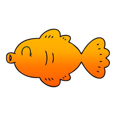 ilginç degrade gölgeli çizgi film balık 