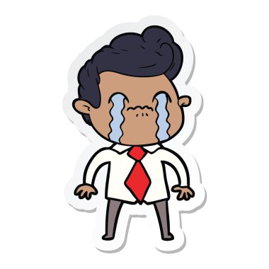 ağlayan bir çizgi film adamın etiket