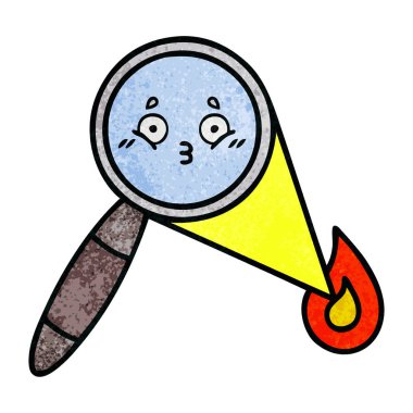 Retro grunge doku karikatür Büyüteç