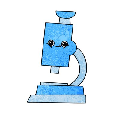 Retro grunge doku karikatür bir mikroskop