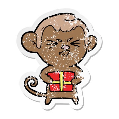 bir çizgi film kızgın maymunun sıkıntılı etiket