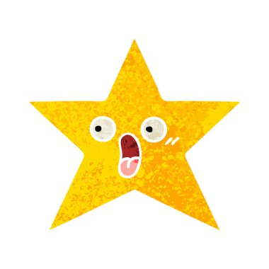 Retro illüstrasyon stil karikatür altın yıldız