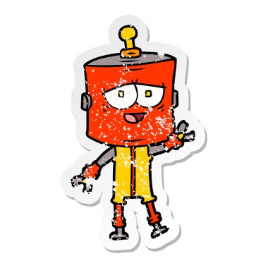 bir çizgi film robot sıkıntılı etiket