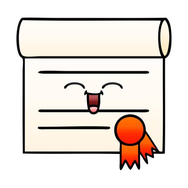 bir sertifikanın degrade gölgeli çizgi film