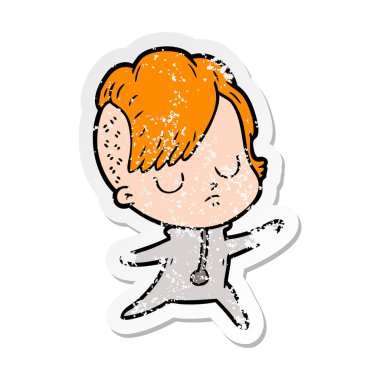 bir çizgi film kadının sıkıntılı etiket