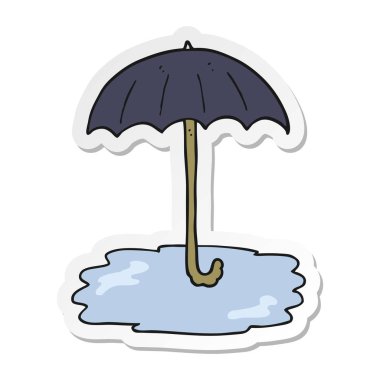 etiket bir çizgi film ıslak şemsiye