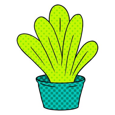 çizgi film doodle yeşil bir kapalı bitki