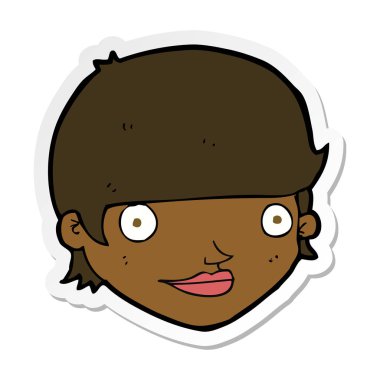 bir karikatür mutlu kadın yüzü etiket