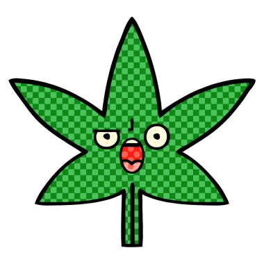 çizgi roman tarzı karikatür marihuana yaprağı
