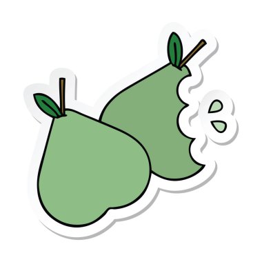 sevimli çizgi yeşil armut etiket