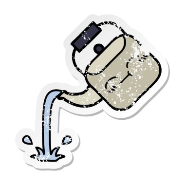 su ısıtıcısı dökülen bir sevimli çizgi sıkıntılı etiket