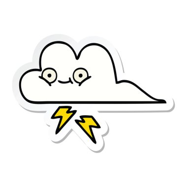 sevimli çizgi gök gürültüsü bulut etiket
