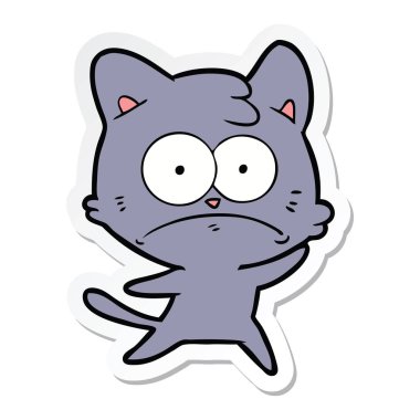 etiket bir karikatür gergin kedi