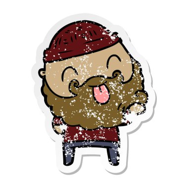 dilini sakallı bir adamın sıkıntılı etiket