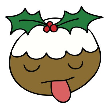 ilginç karikatür Noel pudingi el çekilmiş